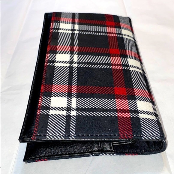 Womens 3-in-1 Wallet Clutch Plaid micro suede New - Picture 13 of 13